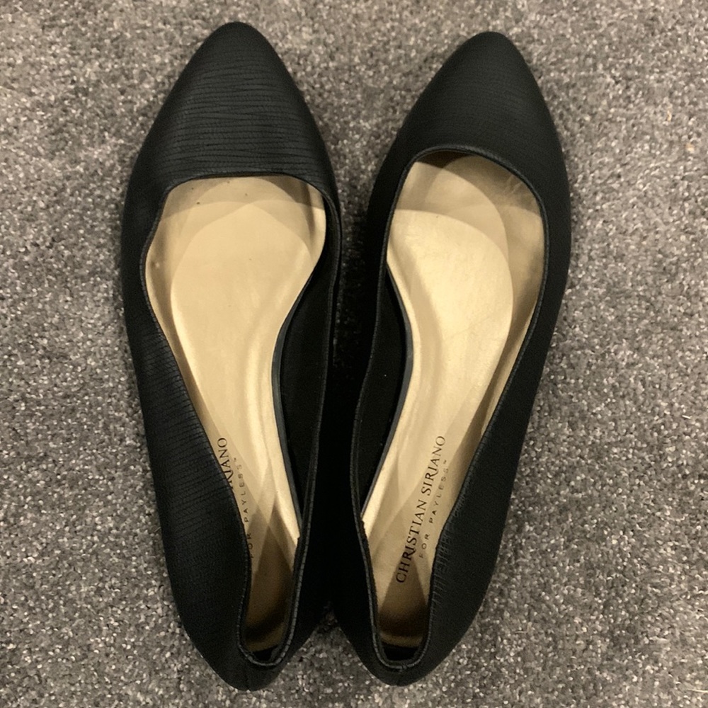 Black flats; size 10